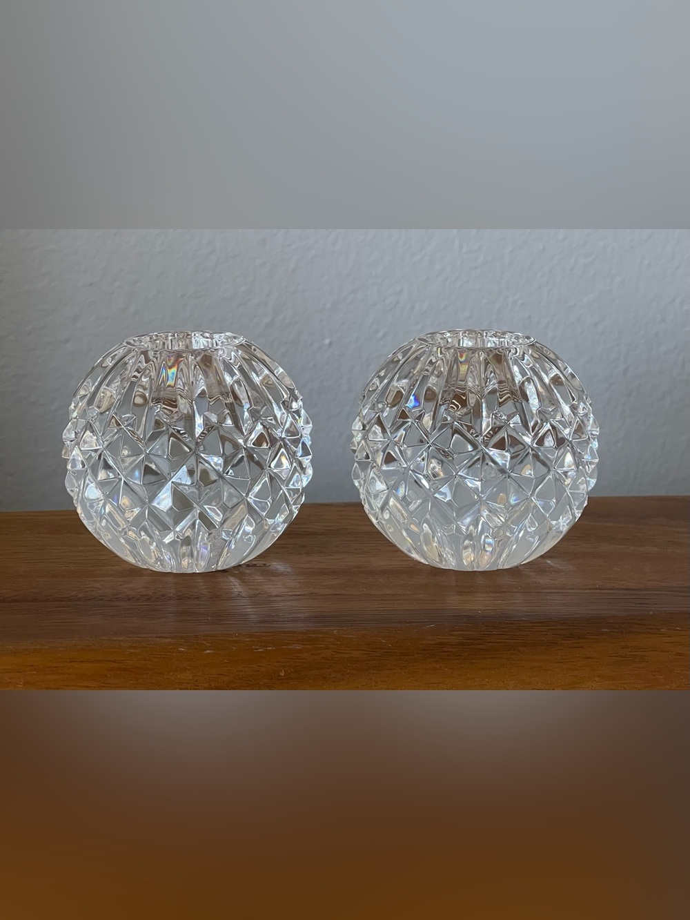 2 Vintage Waterford Crystal "Candela" Ball Candle Holders